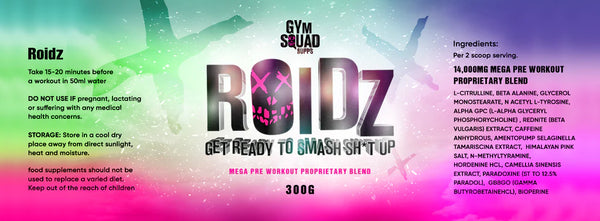 Gym Squad Supps Roidz Pre Workout Smash it Up Formula 300g